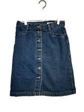 Vintage Eddie Bauer Denim Skirt Button Front Size 8