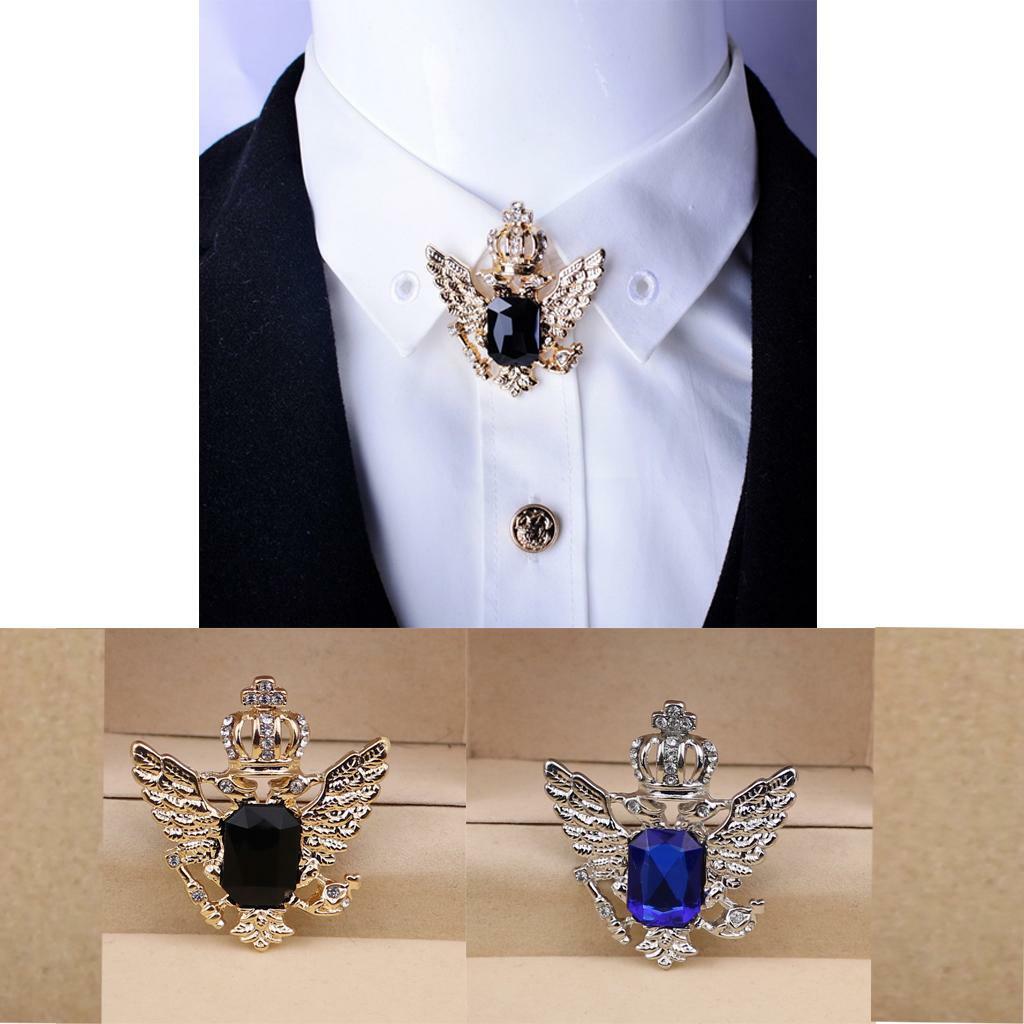 Novelty Men Shirt Rhinestone Crystal Angel Collar Pin Clip Brooch