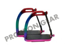 RAINBOW MULTI PEACOCK STIRRUP HORSE EQUESTRIAN SAFETY FILLIS STIRRUP 4.75 inch 