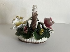 Capodimonte Nuova Porcelain Flower Basket - ITALY - 10 Wide 8.5 Tall