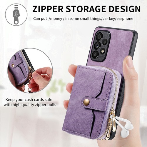 For Samsung Galaxy A15/A05/A35/A14/A54 Crossbody Card Wallet Case Zipper Purse - Picture 10 of 26