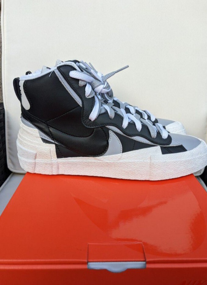 ★ Nike Air ★ Nike Blazer Mid sacai Black Grey 2019 Size 9.5 - Nike Blazer Mid x Sacai Black Grey 2019