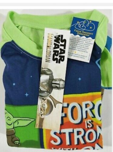 Baby Yoda 2pc Pajama Boys Size S (6-7) Star Wars Long Sleeves Green Poly NEW* - Picture 2 of 3
