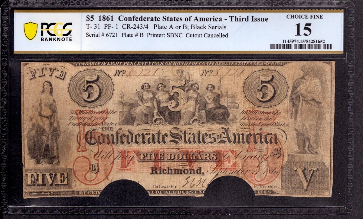 Grade 15 US Confederate Currency for sale | eBay