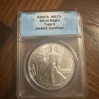 2025 American Silver Eagle Type II ANACS -MS70 .9999 Fine 1 Ounce