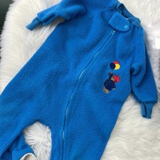  flaws Paddington Bear - Blue fleece ballon embroidered sleeper, 2T