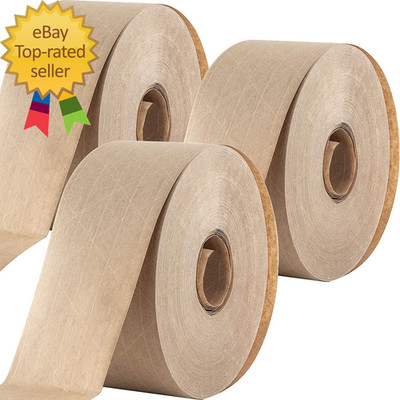 Ultra Durable Water-Activated Tape for Secure Packing 3Pk. 2.75 In 450 Ft Brown
