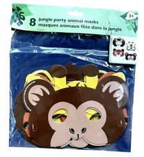 8pc set Jungle Party Animal Masks For Kids w/ Lion Tiger Giraffe Monkey Aged 3 