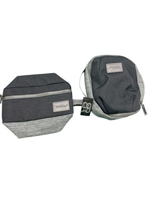 Bella Russo Toiletry Bag and Tech Case Gray Canvas Material with Zippers NEW