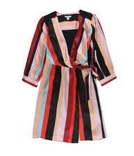 bar III Womens Striped Wrap Dress, multicolor, L