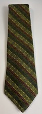 Wemlon Wembley Men  s Neck Tie Green Geo Stripe 70  s Rockabilly Grandpacore Vtg