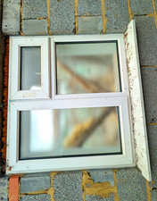 White uPVC Home Window, Double-Pane Glazed Frosted Glass, Frame 1100x1030