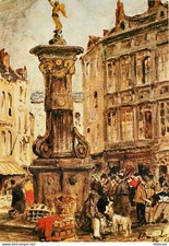 Belgium - Namur - Chicken Market. Place de l Ange (1926) - Art Painting by