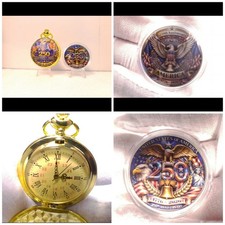 USA 250th Anniversary Pocket Watch Coin Set G...