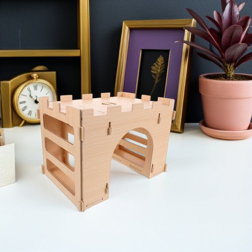Rabbit Hideout: Wooden Small Animal Hide House with Hay Feeder Box Bunny House - Picture 4 of 12