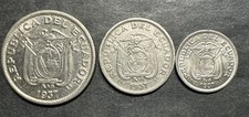 Ecuador 1937 Lot Of 3 Coins Sucre 5 20 Centavos Low Mintage Type Set