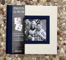 Pinnacle Linen  Cloth Photo Album w Picture Window, Notes for 4x6 or 5x7 Photos