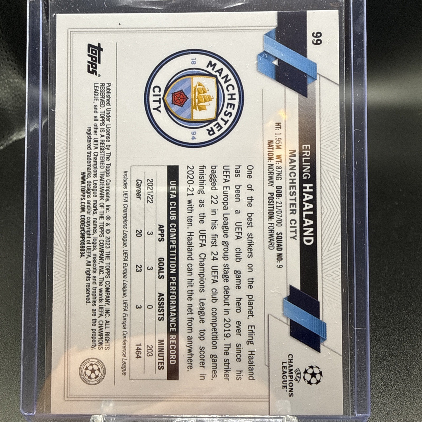 2022-23 Topps UEFA Club Competitions - Erling Haaland #99 Ball Visible view 2