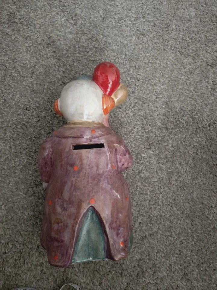 Vintage 1960s CLOWN MONEY BOX  ~ Painted 8" - Image 3 of 4