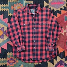 Field Stream Mens Red Black Buffalo Plaid Flannel Button Down Shirt XL