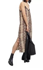 Image of THE KOOPLES SNAKE PRINT SILK MIDI SLIP DRESS SLEEVELESS SIZE 3 US-L NWT $350