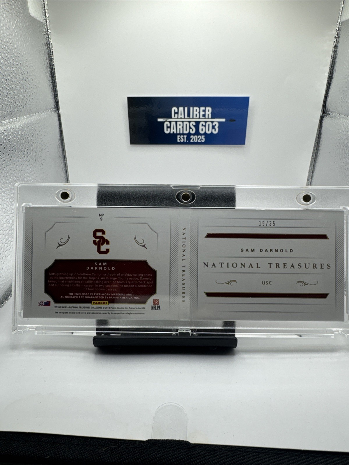 2018 National Treasures Collegiate Sam Darnold Rookie Auto 19/35 USC view 2