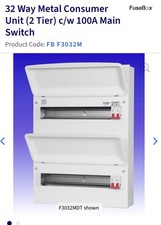 Fuse box 32 Way Metal Consumer Unit (2 Tier) c/w 100A Main Switch
