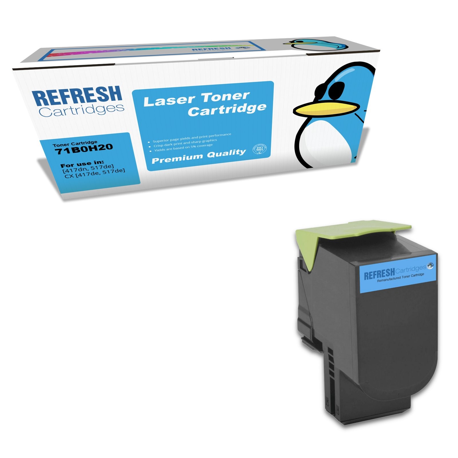 Refresh Cartridges Cyan 71B0H20 Toner Compatible With Lexmark Printers