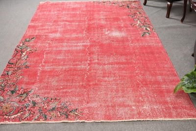 6,2x10 ft Vintage Turkish Rug, Large Rug, Red Wool Rug