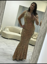 Women s Rose Gold sequins Party Bridesmaids evening dress Prom Large