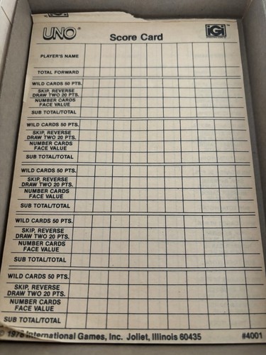 Vtg UNO Deluxe Card Game 1978 Retro 70s Score Card Instruction Complete Pamphlet - Picture 7 of 8