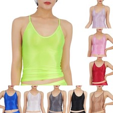 DE Tank Top Damen Sexy Ärmellos Unterhemd Oberteil Camisole Weste Nylon Tops