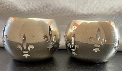 MCM, WMF IKORA? Fleur de Lis Candle Holders Votives, 3'' silver plated,