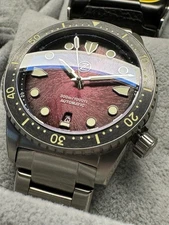 Zelos Mako V3 300m Automatic Watch, Men’s, Titanium Burgundy