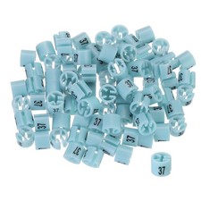 100 Pack Clothes Hanger Marker Number 37 Size Tag Fit 3.5mm Rod Light Blue