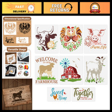 8Pcs Reusable Farm Animal Stencils for Painting Walls, Floors, Wood  Fabric