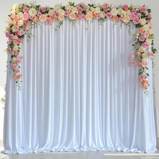 White Backdrop Curtain for Wedding Parties Backdrop Drapes 10X8Ft