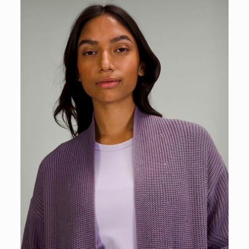 LULULEMON Athletica Cashlu Cardigan Pullover Altrosa Lavendel Lila Medium Large - Bild 5 von 14