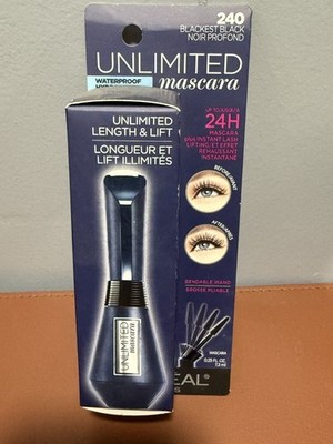 L'Oreal, Unlimited Length & Lift Mascara 240 Blackest Black Waterproof Rare HTF