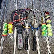 Lot of 2 Tennis Racquets, 1 Bag, 14 Tennis Balls See Pictures For Conditions
