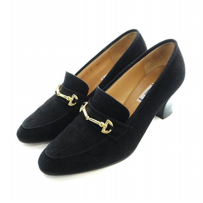Celine Suede Pumps Horsebit Chunky Heel 23cm Black Size 36 Celine Suede Pumps Horsebit Chunky Heel 23cm Black Size 36