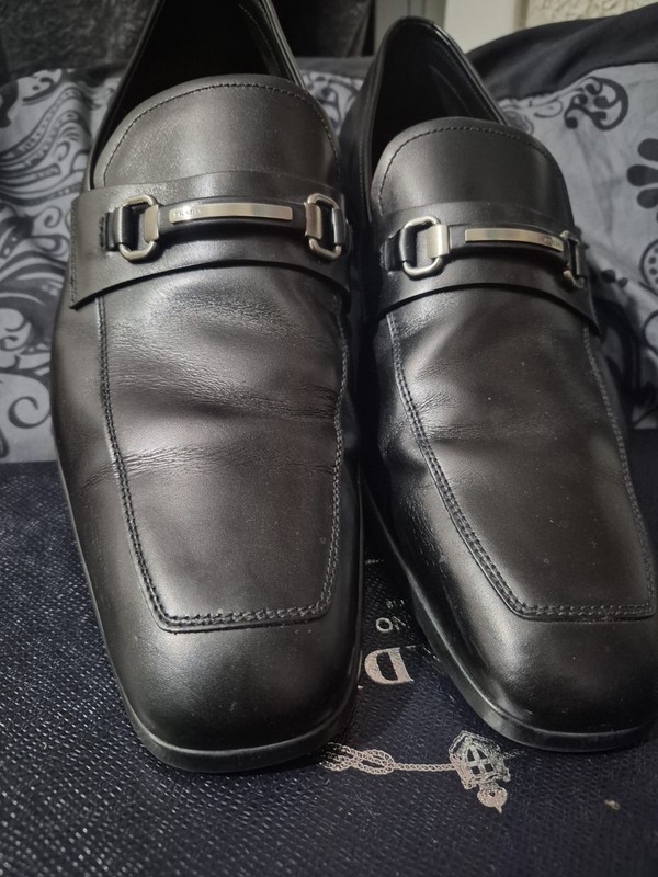 PRADA Leather Horsebit Loafer Dress Shoes - 2DC140 Black - 