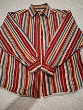 Vintage Levi's Men's M Cotton Long Sleeve Button-Up Shirt Striped Red Multicolor