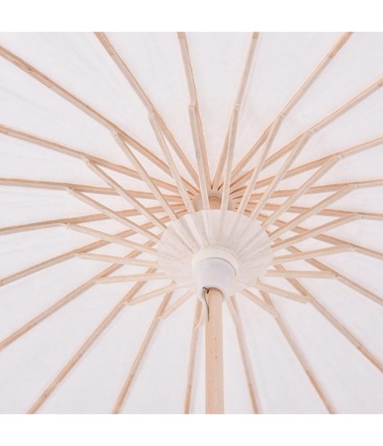 OMBRELLO BAMBU BIANCO 20 CM CARTA LEGNO SPOSA WEDDING MATRIMONIO OMBRELLINO - Foto 8 di 8