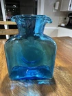 BLENKO ART GLASS AZURE TURQUOISE BLUE DOUBLE SPOUT WATER BOTTLE CARAFE PITCHER