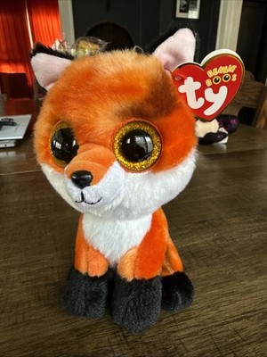 Ty Beanie Boos Meadow Fox Plush 6” Orange Black Glitter Eyes