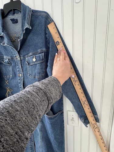 Vintage 90s Southwest Jeansjacke 2X Trench Duster Boho Western Indie Y2K - Bild 8 von 13