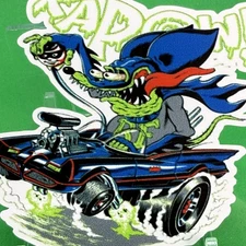 🔥 3” Rat Fink Mouse Batman Sticker Ed Roth Hot Rod Art Vinyl Decal Car Truck