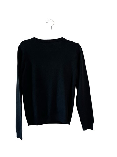 Eliza J Women’s Black Sweater With Beaded Ribbon Pullover Crew Neck Sweater Med - Picture 2 of 8