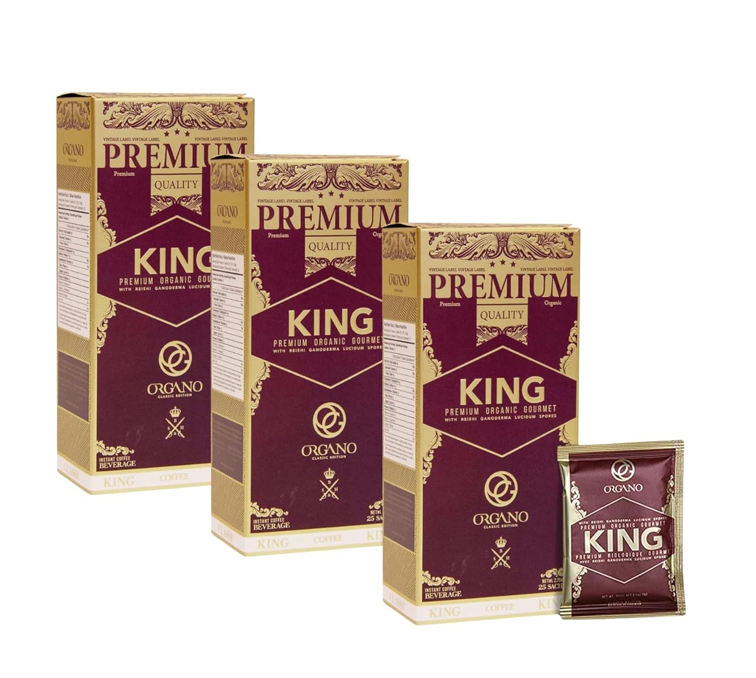 3 boxes Organo Gold Gourmet Organic King of Coffee